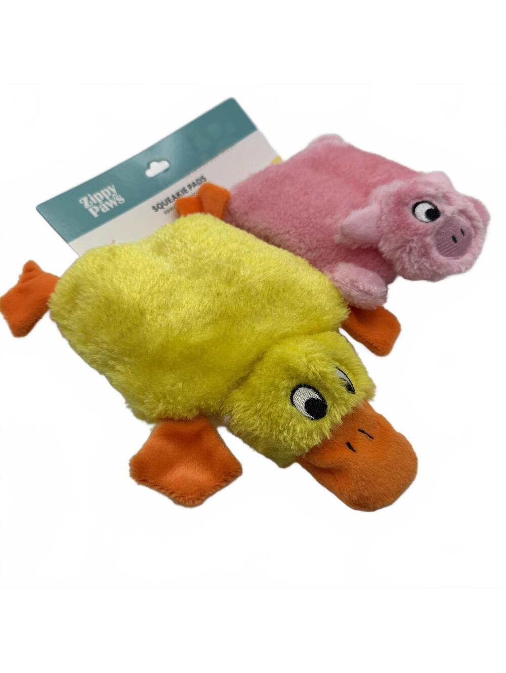ZippyPaws Squeakie Pads 2 Pack Duck and Pig Squeaky Dog Toys Zippy Paws